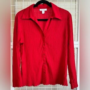 Dressbarn Women’s Vibrant Red Button Down Blouse Top Shirt 14/16